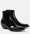 Saint Laurent Beat 40 Leather Ankle Boots In Black