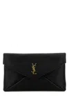 Saint Laurent Cassandre Grained Leather Pouch In Black