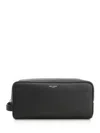 Saint Laurent Logo Print Grooming Case In Black