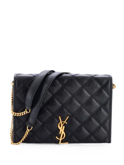 Pre-owned Saint Laurent Becky Quilted Leather Mini Shoulder Bag In Black