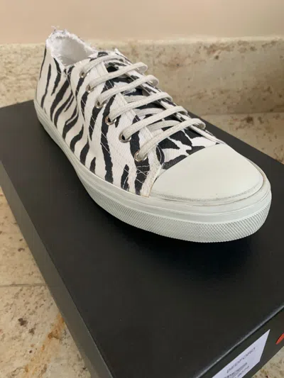 Pre-owned Saint Laurent Bedford Age Low Top Sneakers In Zebra Black/white