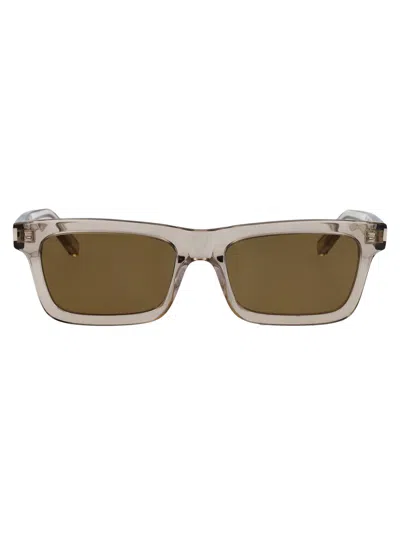 Saint Laurent Beige Acetate  Sunglasses In Brown