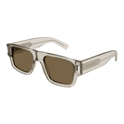 Saint Laurent Beige Acetate Sunglasses In Green