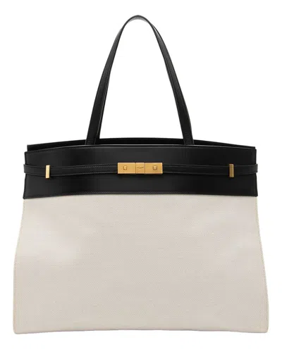 Saint Laurent Beige & Black Canvas & Leather Manhattan Medium Satchel  (authentic Pre-loved)