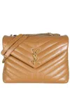 Saint Laurent Beige & Neutral Leather Y Quilted Medium Loulou Chain Satchel  (authentic Pre-loved) In Brown