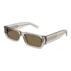 Saint Laurent Beige Beige Brown Acetate Sunglasses In White