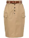 Saint Laurent Paris Women Gonna A Matita Cassandre In Twill Di Cotone In Beige