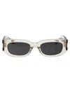 Saint Laurent Beige Beige Grey Acetate Sunglasses In Black