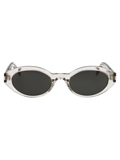 Saint Laurent Beige Beige Grey Acetate Sunglasses In White