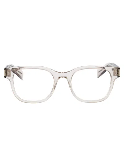 SAINT LAURENT SAINT LAURENT BEIGE-BEIGE-TRANSPARENT ACETATE GLASSES
