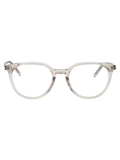 Saint Laurent Beige Beige Transparent Acetate Glasses