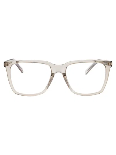 Saint Laurent Beige-beige-transparent Acetate Glasses