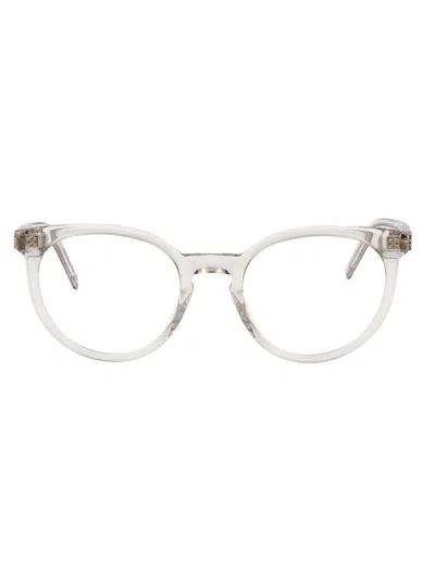 SAINT LAURENT SAINT LAURENT BEIGE-BEIGE-TRANSPARENT ACETATE GLASSES