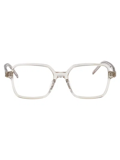 SAINT LAURENT SAINT LAURENT BEIGE-BEIGE-TRANSPARENT ACETATE GLASSES