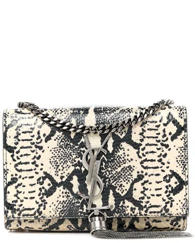 Saint Laurent Beige Black Calfskin Leather Small Classic Kate Tassel Satchel (authentic Pre-loved)