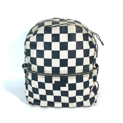 Pre-owned Saint Laurent Beige Black Coated Canvas Leather Backpack () In Multi