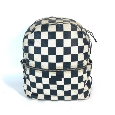 Pre-owned Saint Laurent Beige Black Coated Canvas Leather Backpack () In Beige, Black