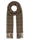 Saint Laurent Beige Black Houndstooth Pattern Scarf In Brown