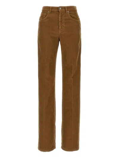 SAINT LAURENT WOMEN BEIGE BROWN STRAIGHT-LEG PANTS, 31 LUXURY PANTS FOR WOMEN DARVEYS