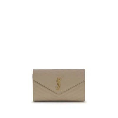 Saint Laurent Beige Calf Leather Bos Taurus Shoulder Bag In Neutral