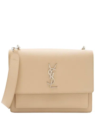 Pre-owned Saint Laurent Beige Calfskin Sunset Medium Shoulder Bag (authentic Pre-loved)