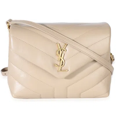 Pre-owned Saint Laurent Beige Calfskin Y Quilted Monogram Toy Loulou