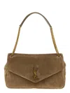 Saint Laurent Calypso Large Ysl Chain Shoulder Bag In Suede In Brown