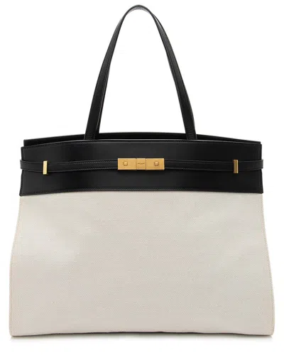 Pre-owned Saint Laurent Beige Canvas Manhattan Medium Satchel (authentic Pre-loved)