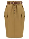 Saint Laurent Paris Women Gonna A Matita Cassandre In Twill Di Cotone In Beige
