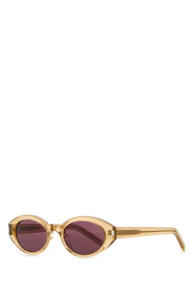 Saint Laurent Beige Cat Eye Round Sunglasses In Sand