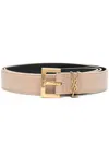 Saint Laurent Paris Women Cassandre Belt With Square Buckle In Smooth Leather In Beige