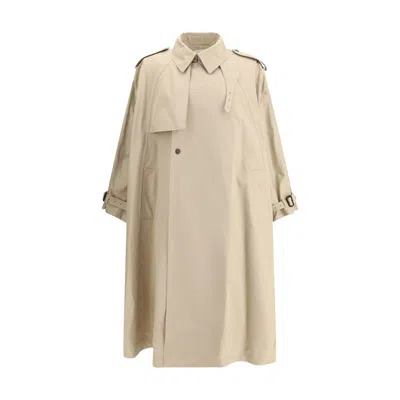 Saint Laurent Single-breasted Trench Coat Featuring Storm Flap In Neutral