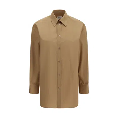 Saint Laurent Beige Cotton Shirt In Brown