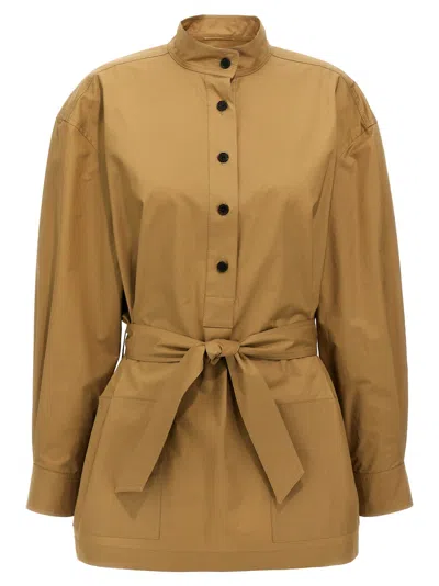 Saint Laurent Beige Cotton Tunic In Sable Mouille