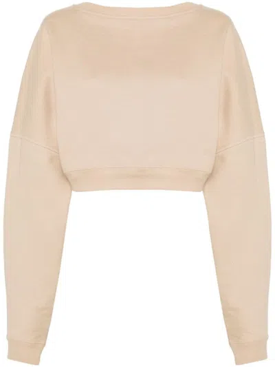 SAINT LAURENT BEIGE CROPPED SWEATSHIRT