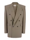 Saint Laurent Tailored Wool Blazer In Brown