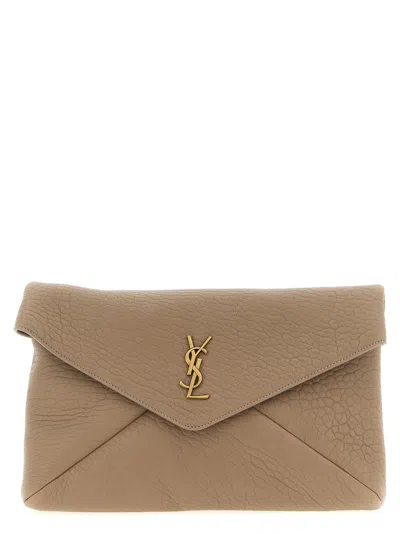 SAINT LAURENT WOMEN BEIGE ENVELOPE LARGE CLUTCH, ONESIZE LUXURY CLUTCHES FOR WOMEN DARVEYS