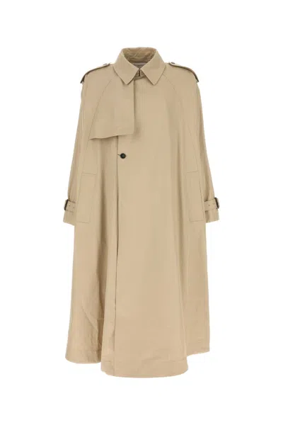 Saint Laurent Beige Gabardine Trench Coat In Neutral