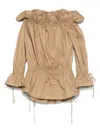 Saint Laurent Paris Women Cotton Serge Gathered Mini Dress In Beige