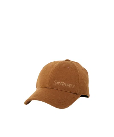 Saint Laurent Beige Hat In Brown