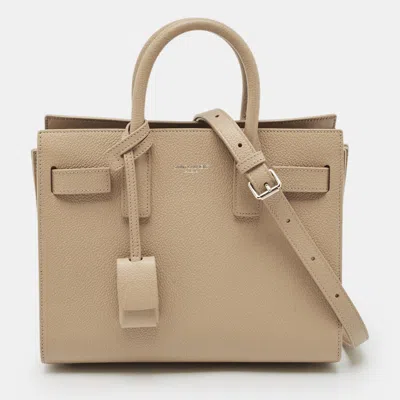 Pre-owned Saint Laurent Beige Leather Nano Classic Sac De Jour Tote