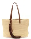 Saint Laurent Beige Leather Raffia Tassel Shopping Tote (authentic Pre-loved)