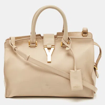Pre-owned Saint Laurent Beige Leather Small Cabas Chyc Tote