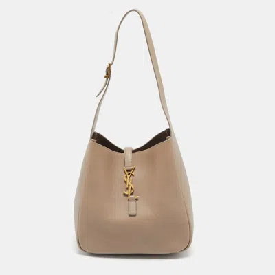 Pre-owned Saint Laurent Beige Leather Small Le 5 À 7 Shoulder Bag