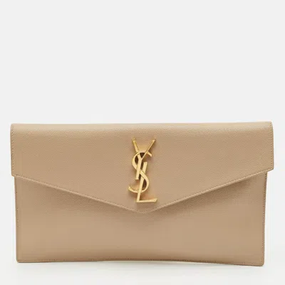 Pre-owned Saint Laurent Beige Leather Uptown Pouch