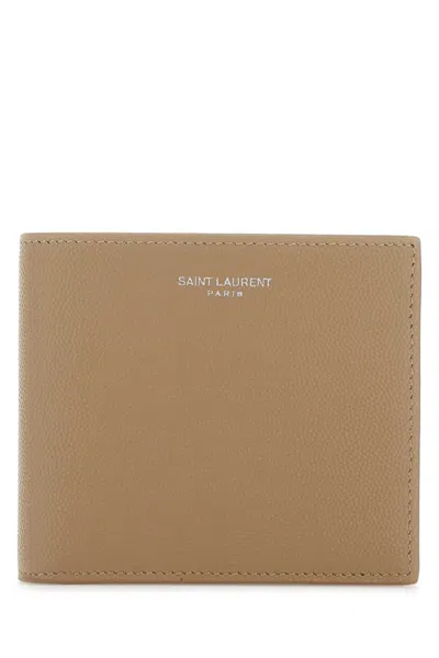 Saint Laurent Beige Leather Wallet