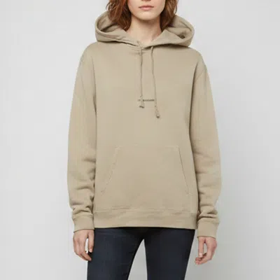 Pre-owned Saint Laurent Beige Logo Print Hoodie L In Sand
