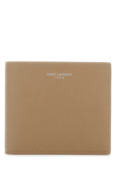SAINT LAURENT BEIGE LOGO WALLET