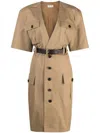 Saint Laurent Saharienne Dress In Beige