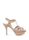 Saint Laurent Tribute Woven Patent-leather Platform Sandals In Beige